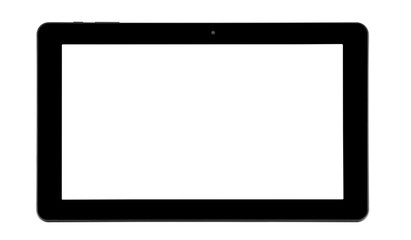 Black tablet white background without screen front