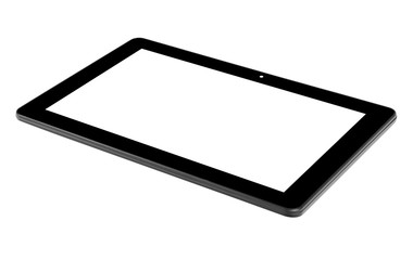 Black tablet white background without screen flat