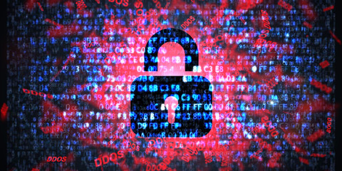 DDOS Attack, Infection trojan, virus attacks. Data protection. - obrazy, fototapety, plakaty