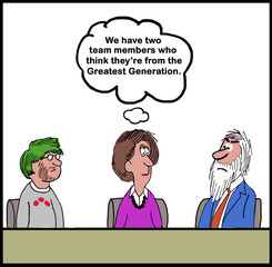 Color business illustration of a younger and an older businessman.