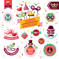 Set Of Vintage Carnival Badges and Other Elements