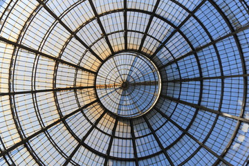Glass dome of Galleria Vittorio Emanuele II, Milan, Italy 
