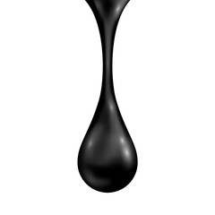 Glossy Drop of Black Oil Isolated on White