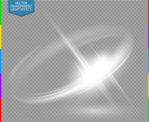 Circular lens flare transparent light effect. Abstract galaxy ellipse border. Luxury shining rotational glow line. Power energy element. Glowing ring trace round shiny frame. Vector circle magic trail © iaroslavka
