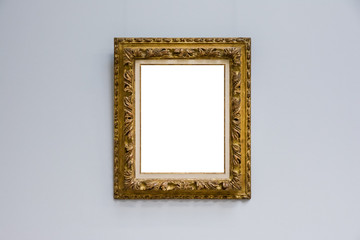 Art Museum Frame Blue Wall Ornate Minimal Design White Isolated