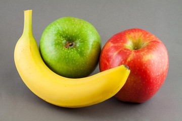 Colorful apples with banana