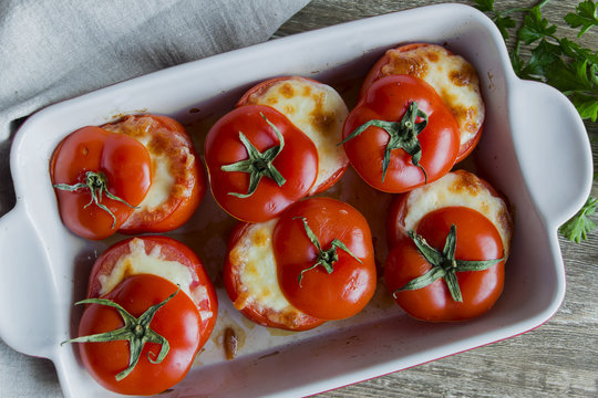 Stuffed Baked Whole Tomatoes With Cheese