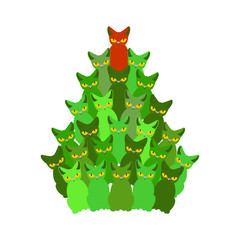Fir-tree of cats. Spruce of pet. Christmas tree from cat. New Ye