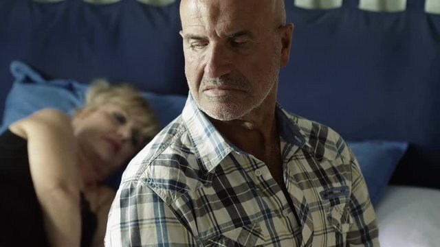 mad man is going to kill his wife: murder, blood, knife, madness