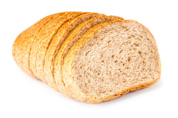 Loaf of bread on white background
