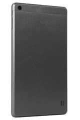 Tablet metal silver isolated back straight left side