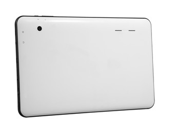 Tablet white and black button back straight left side