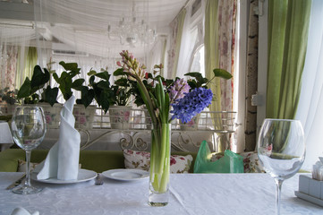 Table with flowers.