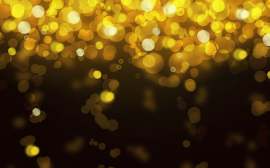 Luxury golden glowing falling light Bokeh texture background