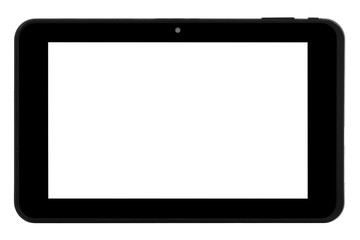Tablet device black with silver metal front