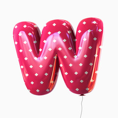 Letter W. Colorful Balloon font isolated on White Background. 3D rendering
