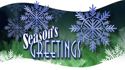 Christmas Season's Greetings message with snowflake ornaments on wave background © gdarts