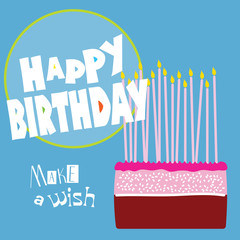 happy birthday with cake design illustraton