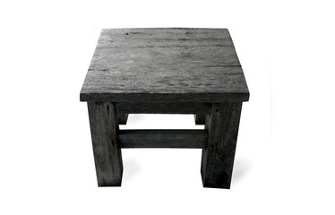 dark wooden stool on white background. clipping path. isolated