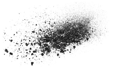 pile black coal isolated on white background