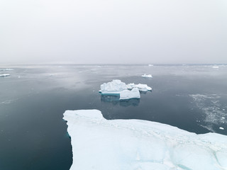 glaciers are melting on arctic ocean in Greenland
