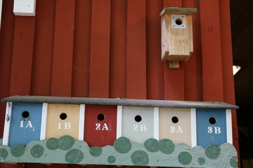 colorful birdhouses 