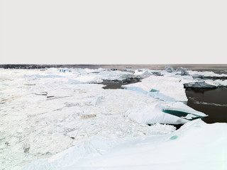 glaciers are melting on arctic ocean in Greenland