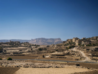 thila village landscape view in rural yemen near sanaa