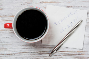 Message written on napkin