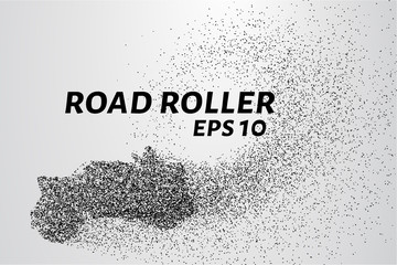 Road roller of particles. Road roller lays the asphalt. Vector illustration