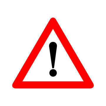 Red triangle caution warning alert sign vector illustration, isolated on white background. Be careful, do not, stop symbol and web icon.