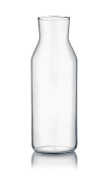 Front view of empty glass carafe