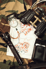 Binoculars and Compass