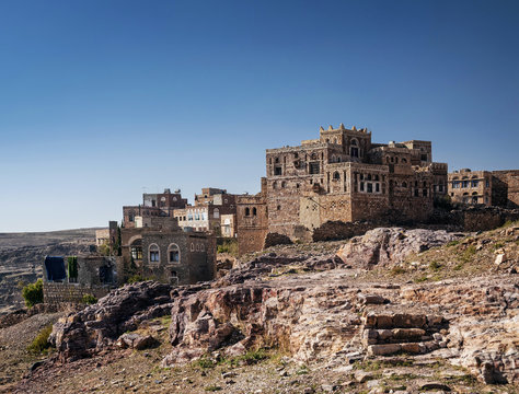 thila village landscape view in rural yemen near sanaa