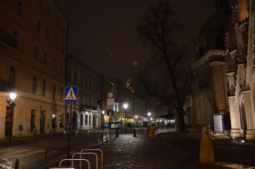 Kraków zimą w nocy/Cracow at winter night, Poland