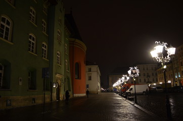 Kraków nocą w zimie/Cracow at winter night, Poland
