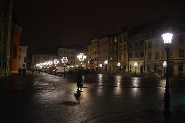 Kraków zimą wieczorem/Cracow at winter night, Poland