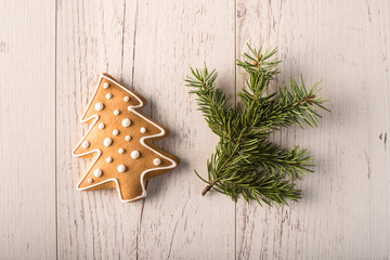 Christmas tree cookie and branch