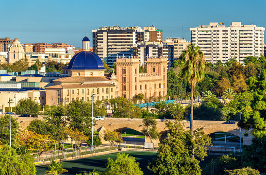 The Museum of Fine Arts near Turia Gardens in Valencia, Spain