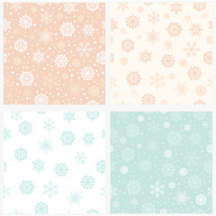 Set of seamless snowflakes background. Vector illustration. Wallpaper patterns