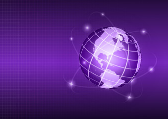 Earth hologram, world globe, hologram globe vector background. Vector illustration