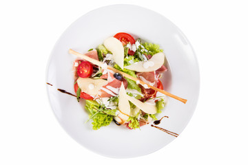 salad with ham and pear