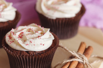 Decorated chocolate cupcake