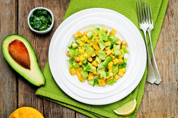 Mango avocado chickpeas salad