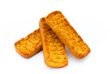 Crumbs of bread croutons. Eco food.