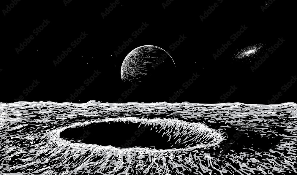 Wall mural view on surface of the moon