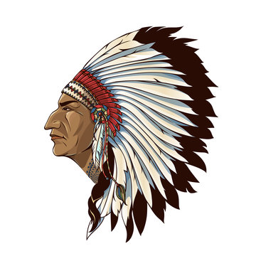 Single American Indian In Profile