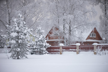 Winter russian village