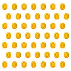 coin gold pixelated icon vector illustration design