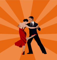 International tango day (dancing pair: man and woman) - obrazy, fototapety, plakaty